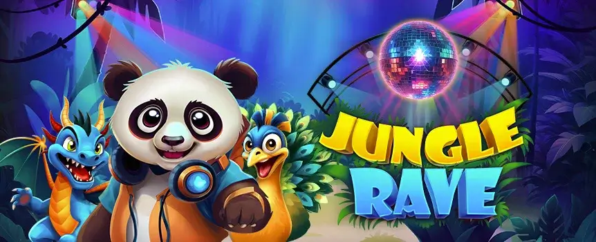 Turn up the volume in Jungle Rave at SlotsLV! Spin 3x3 reels packed with Free Spins, Wilds, and Multipliers up to 20x.