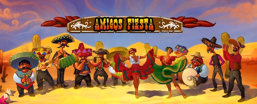 Want to play a fun-filled round of Amigos Fiesta in the US? This game gets you just that! Get your sombrero, throw it in the ring and enjoy this heated game. This is one of those casino slots games that will have you winning huge jackpots in no time. It has 5 reels with about 243 ways in which you can win! Once you go around hitting piñatas for more money and picking roses from beautiful senoritas, you will never want to leave. The game offers you the exciting side of Mexico that will earn you good money from your couch.  