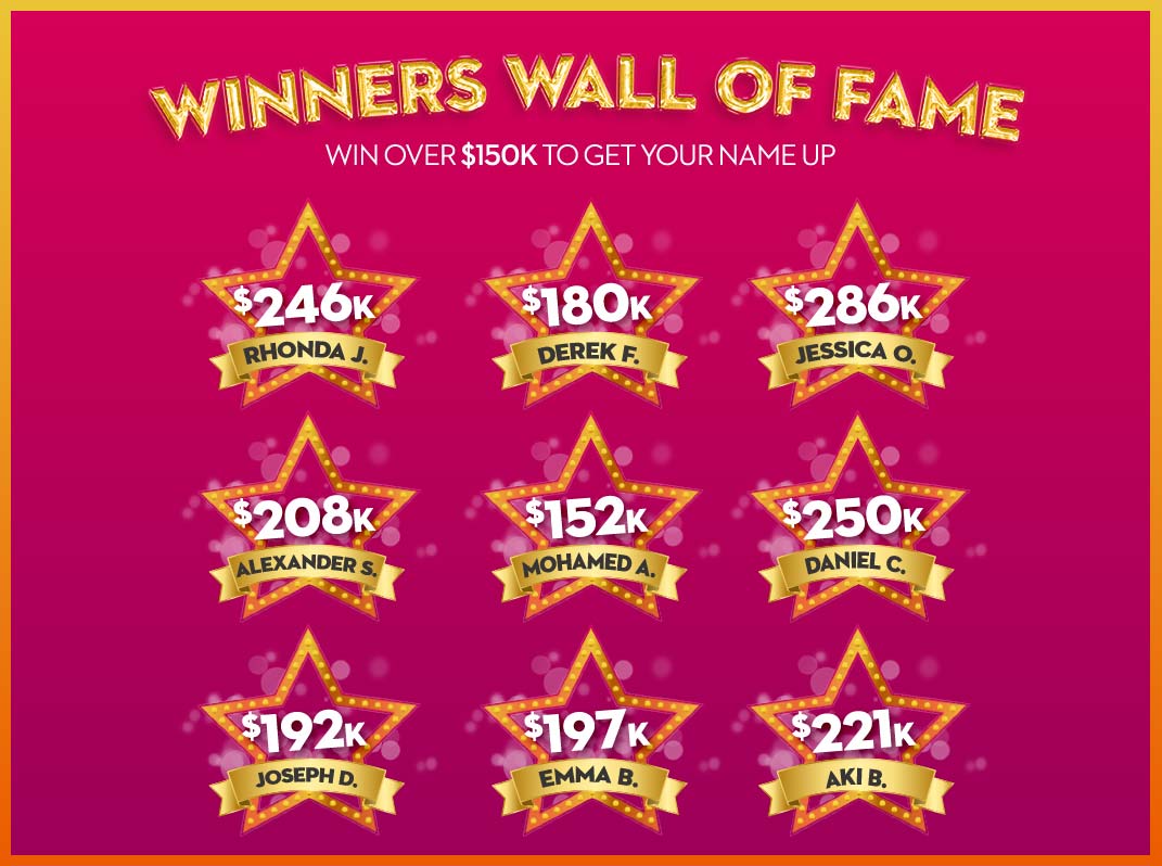 Wall of Fame - Big Winners