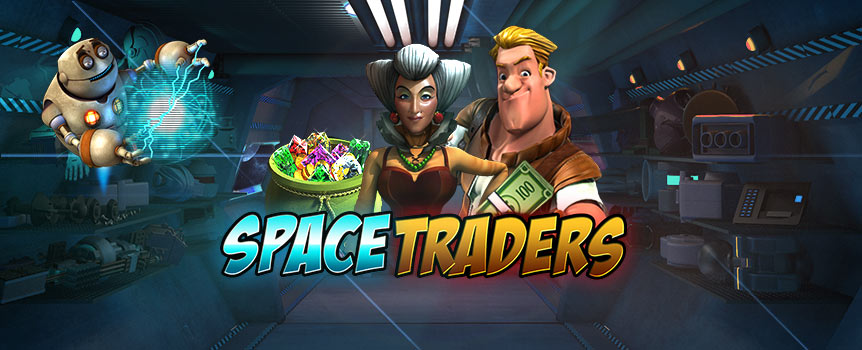 Meet Queen Bea – the central figure from Space Traders. She has the ability to set you up with an artifact that’s so far out, it’s from space. Through nine reels that spin on a 3X3 grid, there are 243 unique combinations to trigger payouts.