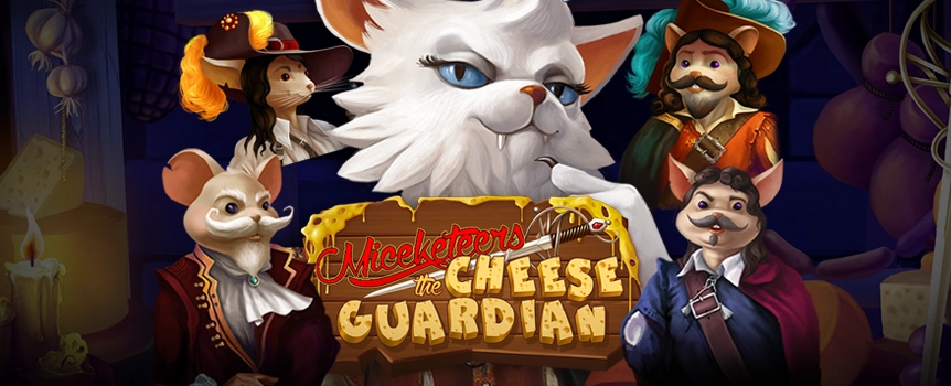 Go adventuring alongside cheeky mice with Miceketeers: The Cheese Guardian at Slots.lv. Can you win the huge top prize worth an impressive 485x your bet?